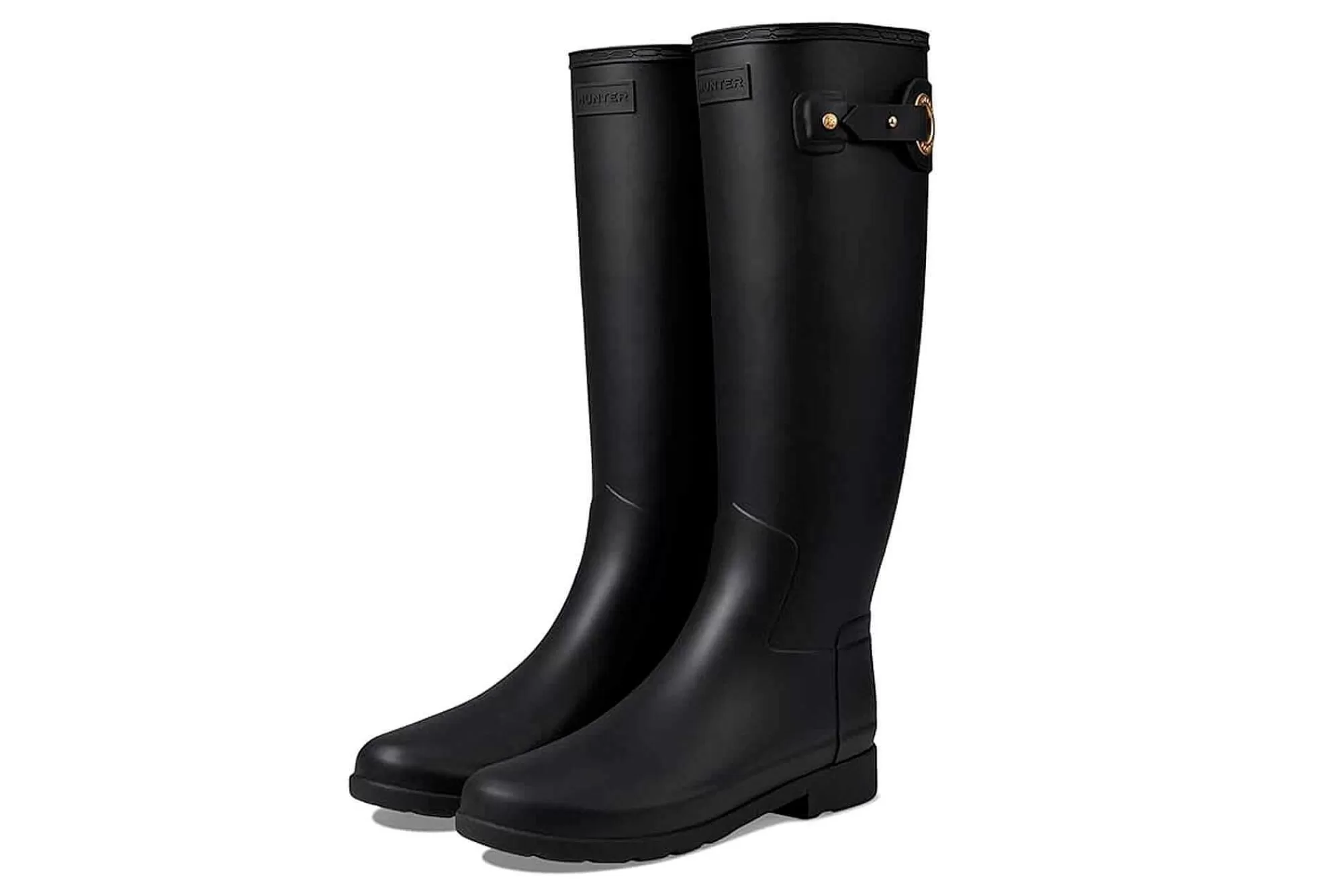 Discount Botas De Agua Refined Tall Gears On Eyelet Buckle Black Mujer Botas De Agua